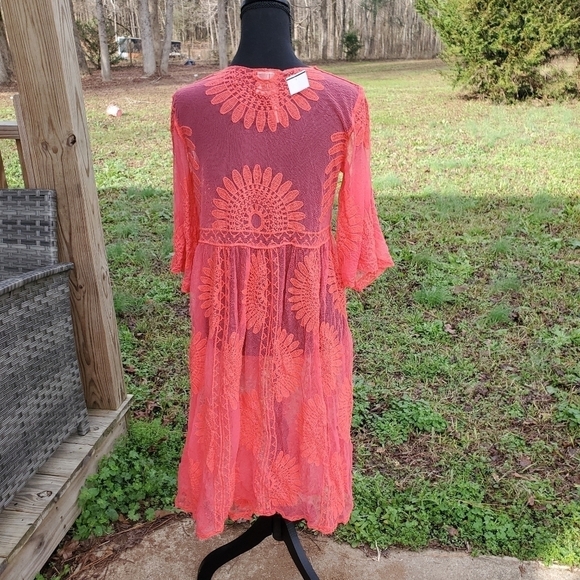 Lingerie Robe Sheer Coral New - Picture 5 of 6